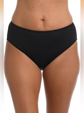 24TH & Ocean Solid Mid Waist Bikini Swimsuit Bottom Black NWT size S